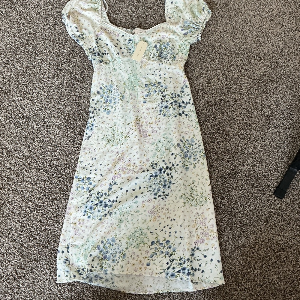 Monteau Floral Midi Dress in Blue and Green